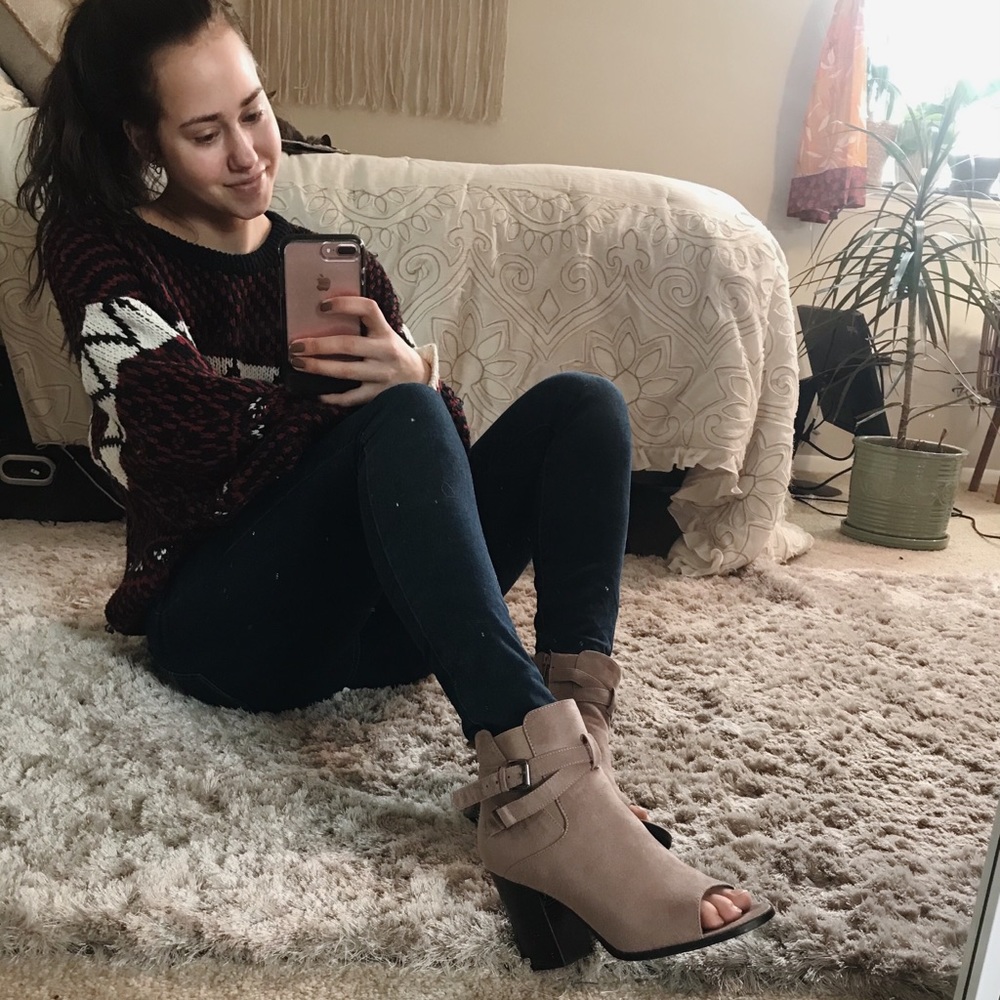 Cream brown booties